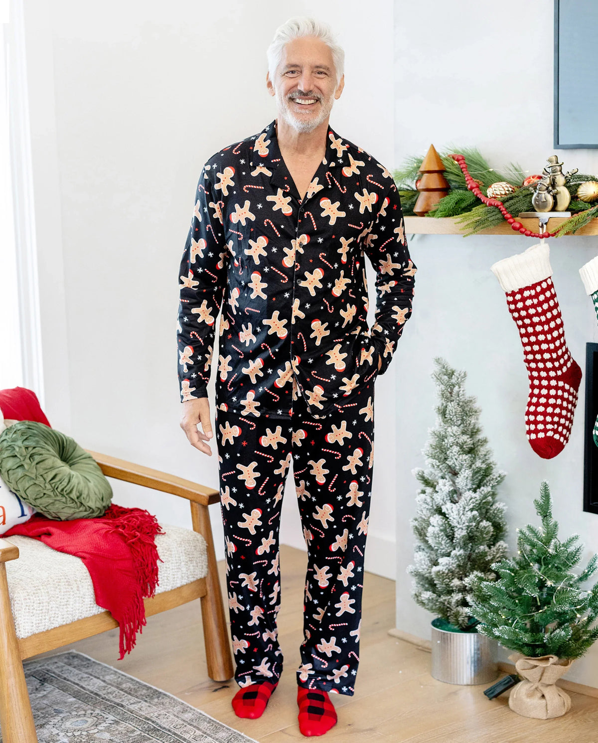 PatPat Family Matching Christmas Pajamas Gingerbread Print Black