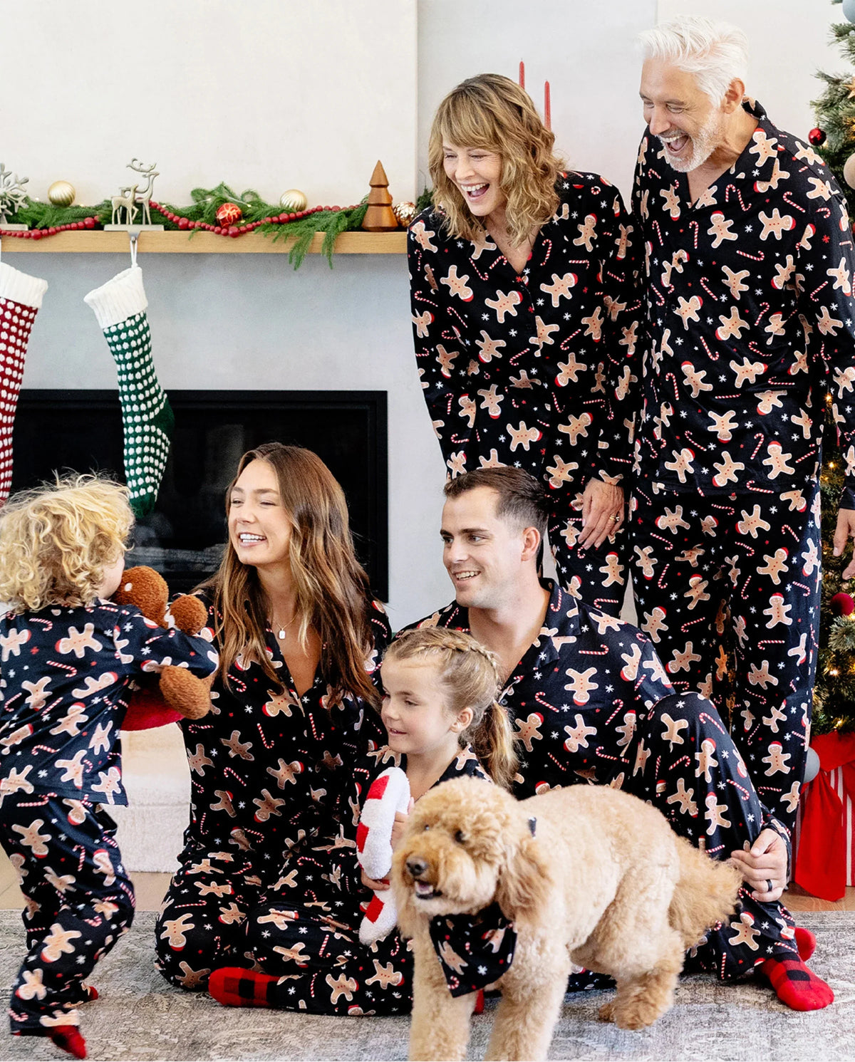 PatPat Family Matching Christmas Pajamas Gingerbread Print Black