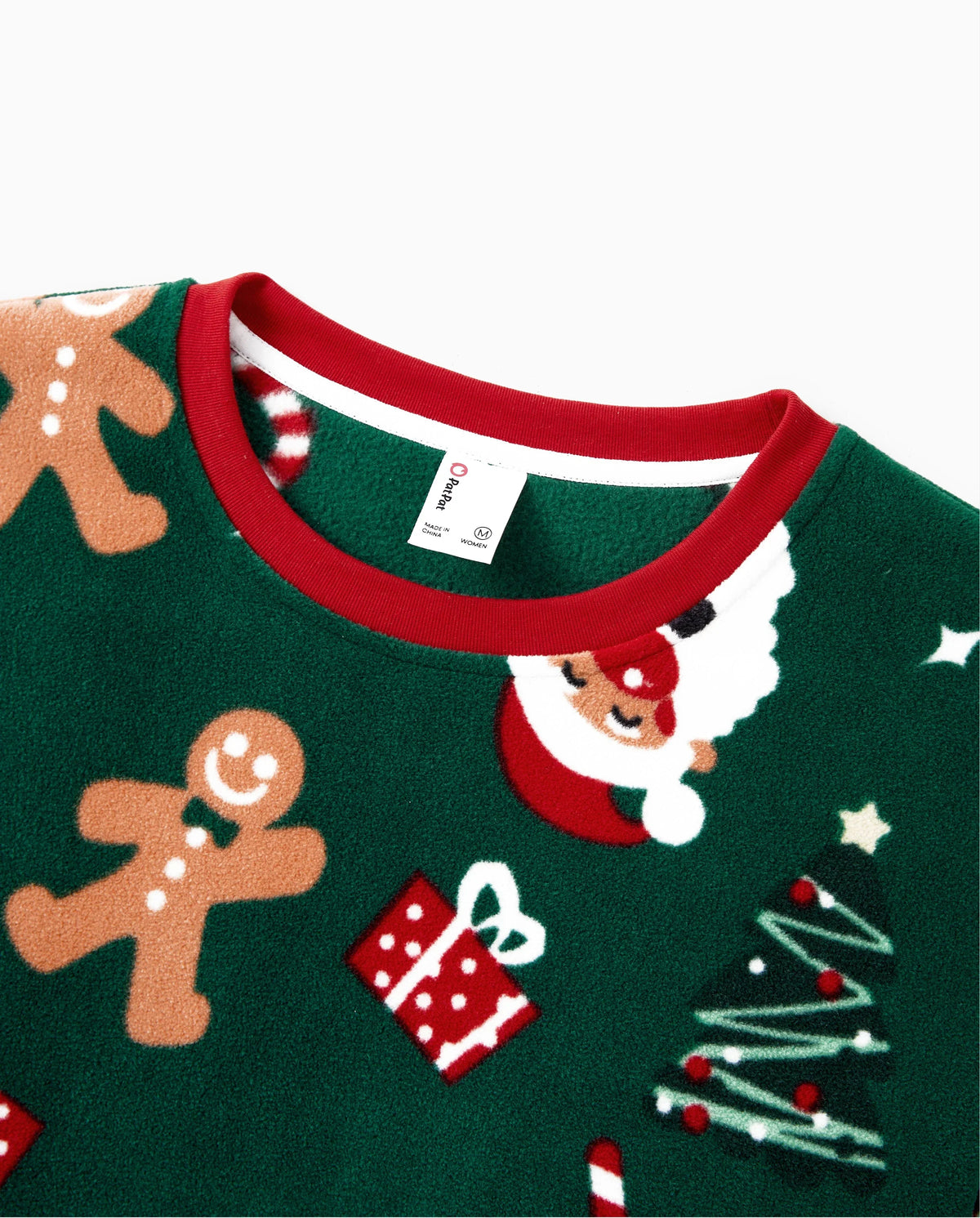 PatPat Family Matching Christmas Pajamas Gingerbread Print Fleece Green