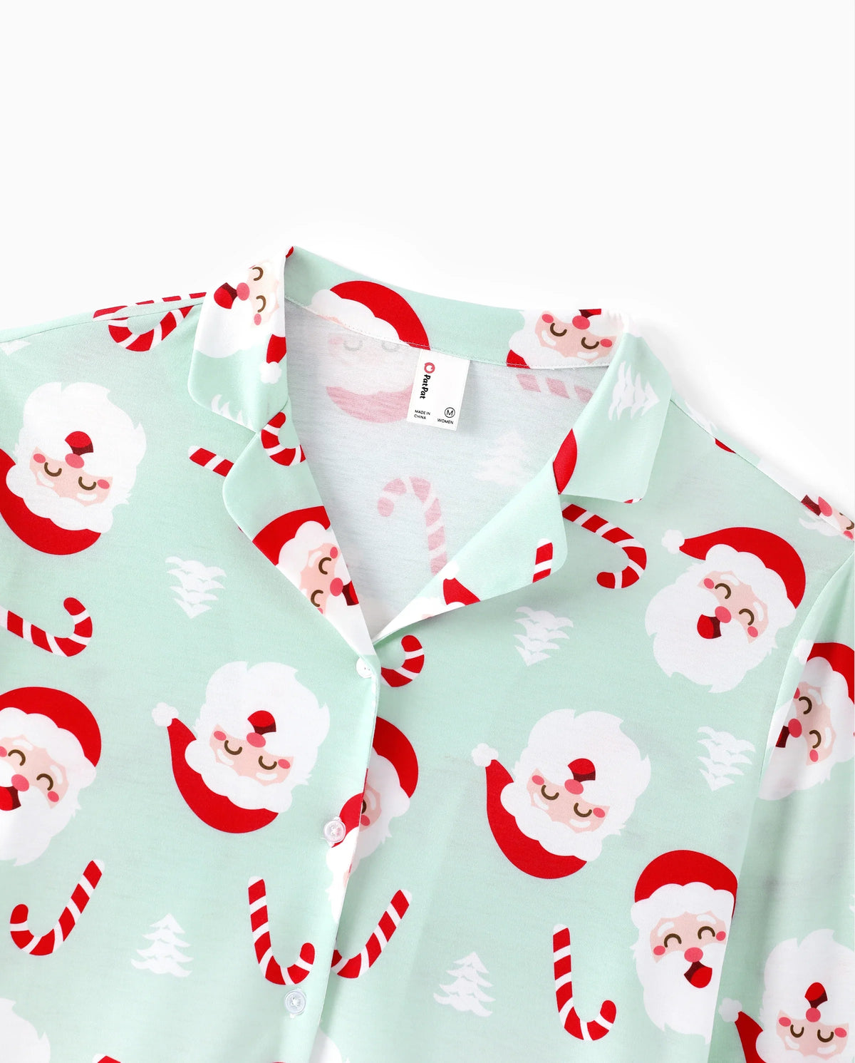 PatPat Matching Family Christmas Pajamas Santa Claus Print Collared Green