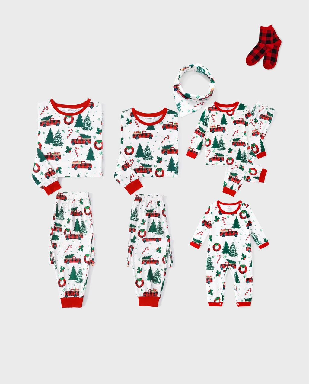 PatPat Matching Family Christmas Pajamas Christmas Tree & Car Print