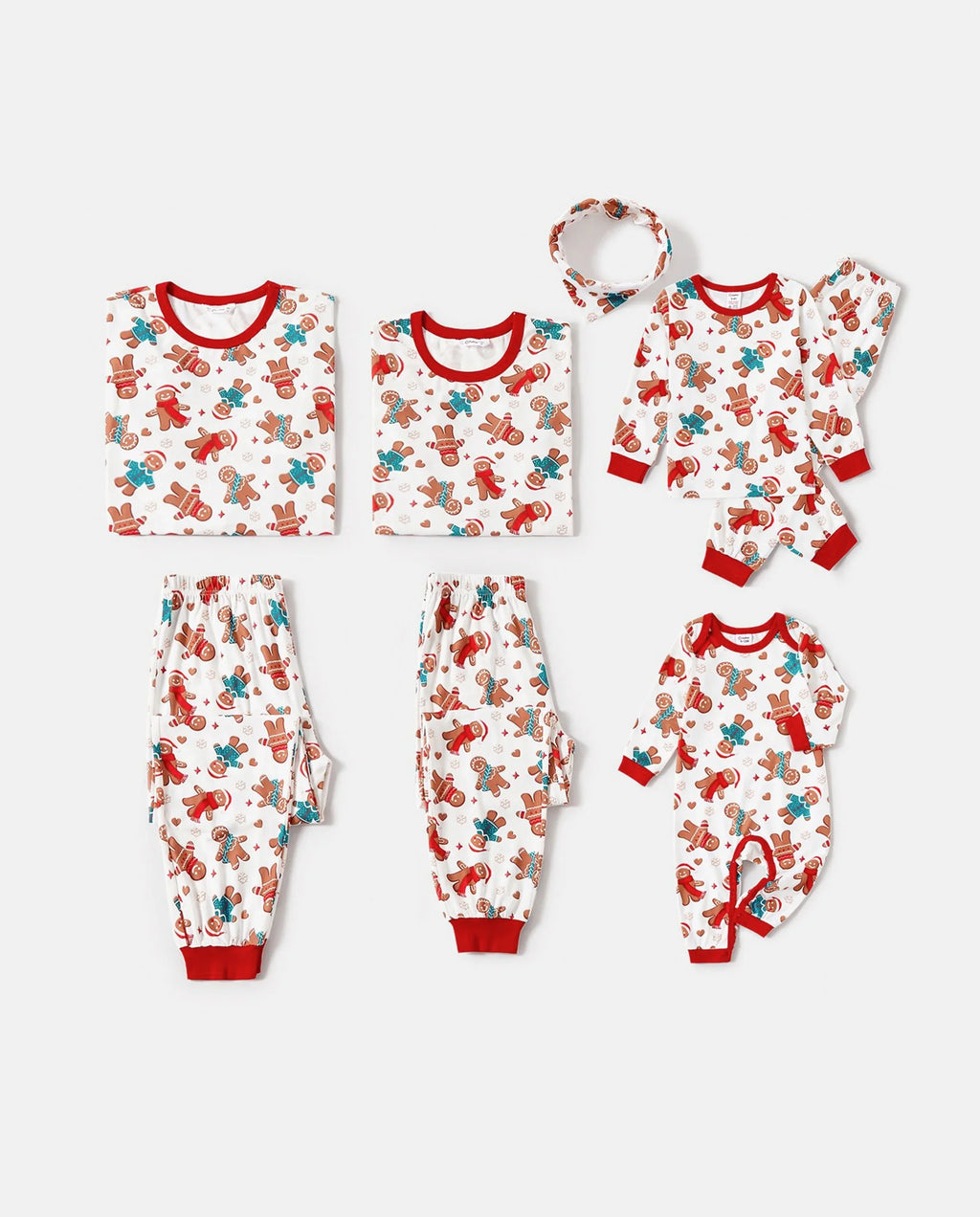 PatPat Matching Family Christmas Pajamas Gingerbread Print White