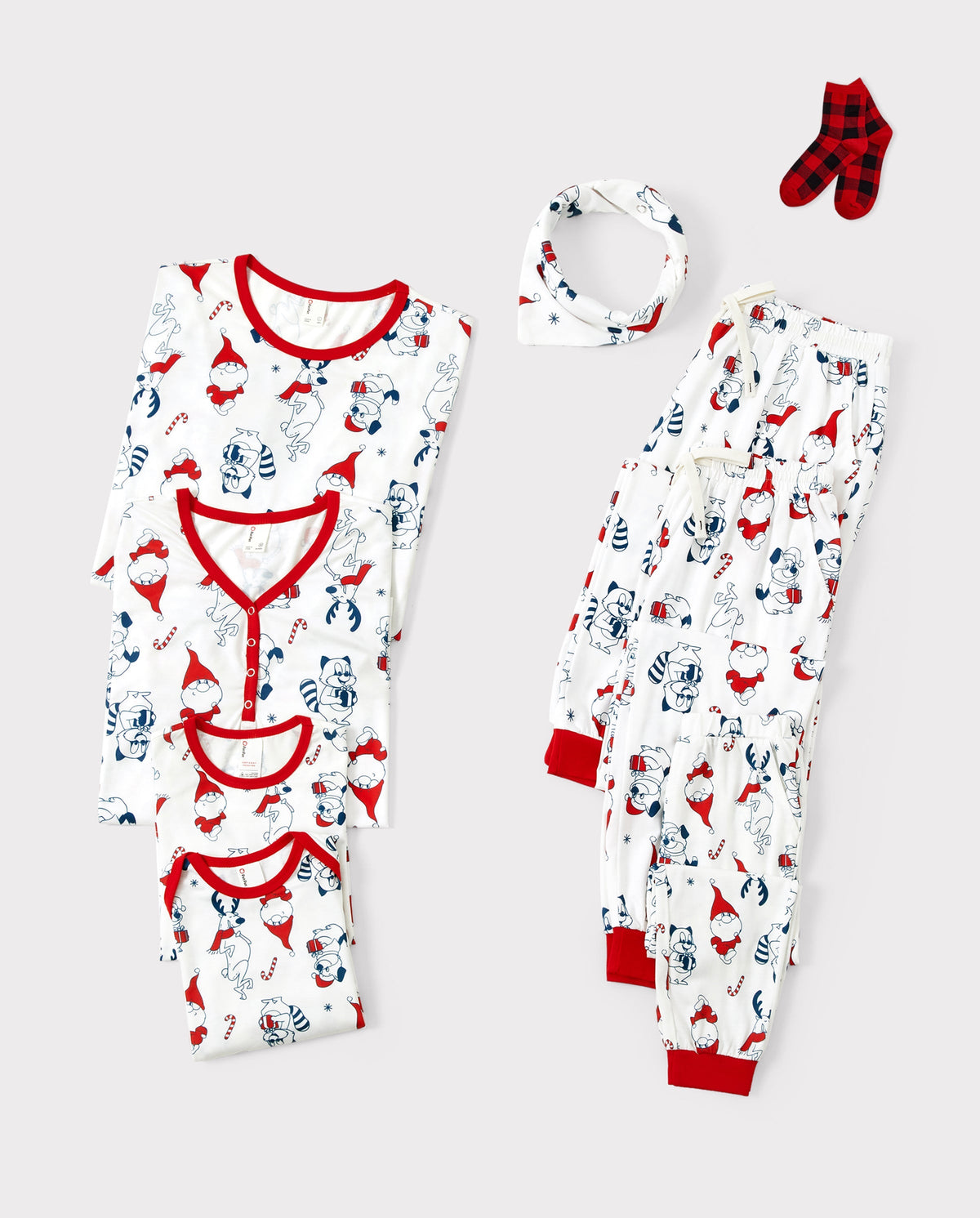 PatPat Family Matching Christmas Pajamas Gnome Print White