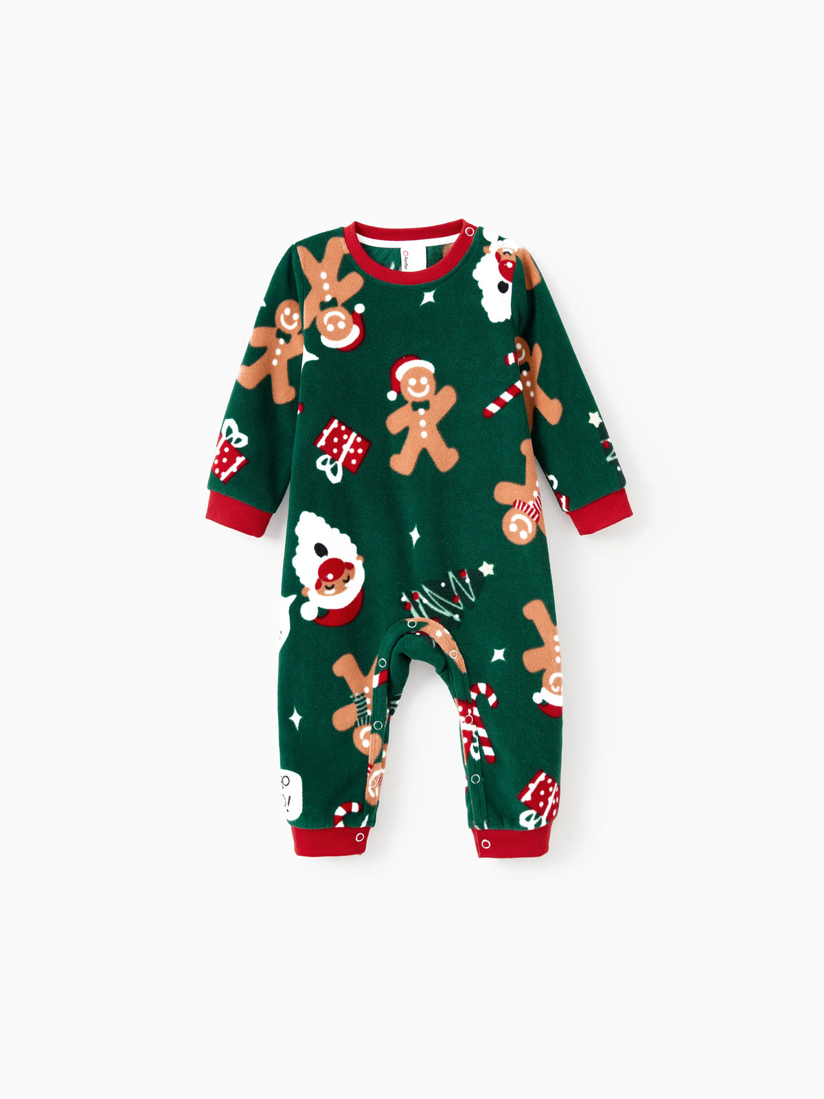 PatPat Family Matching Christmas Pajamas Gingerbread Print Fleece Green