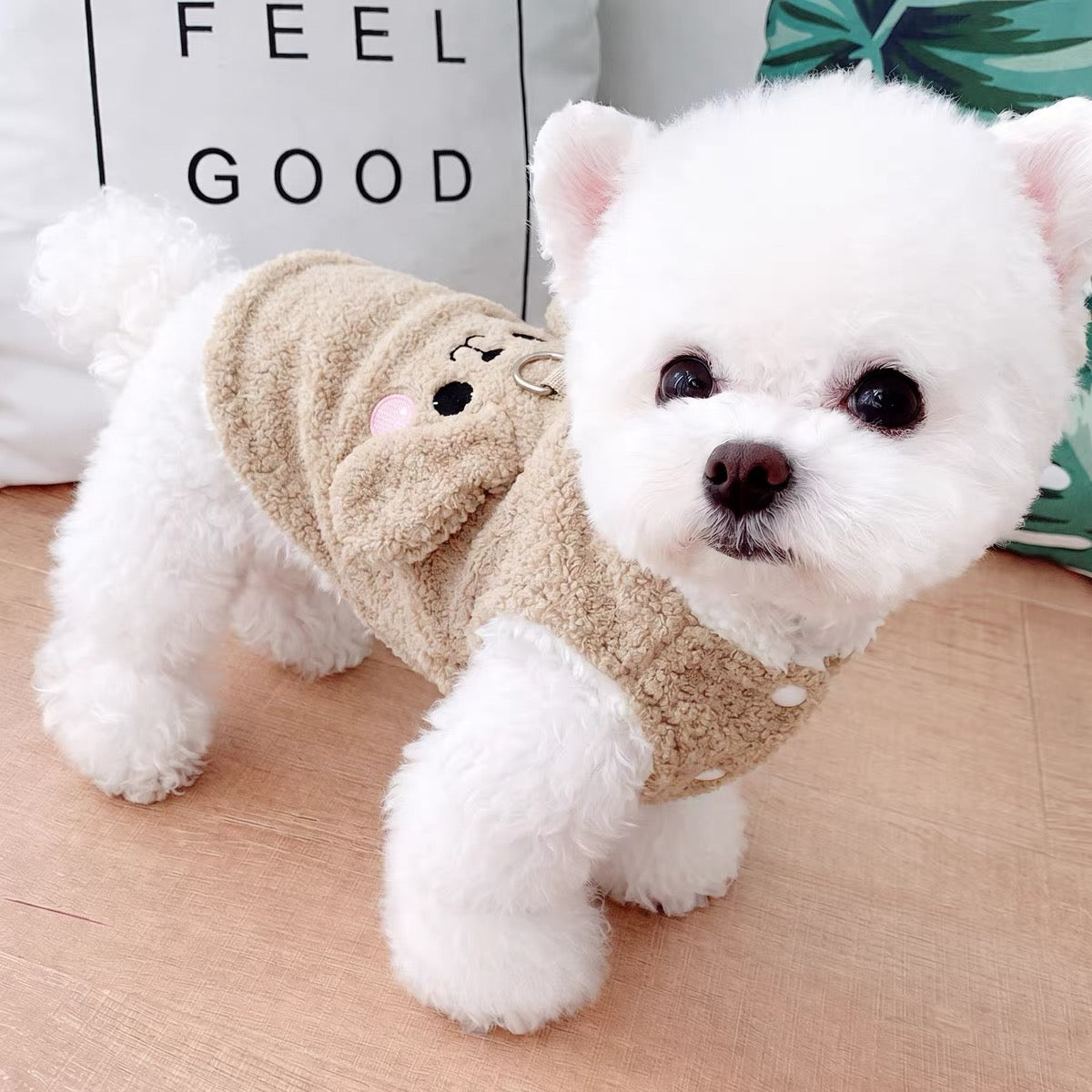 Puppy Face Soft Fleece Dog Cat Vest Harness