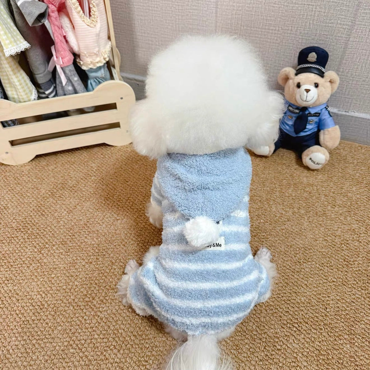Christmas Tree Striped Furry Dog Cat Jumpsuits