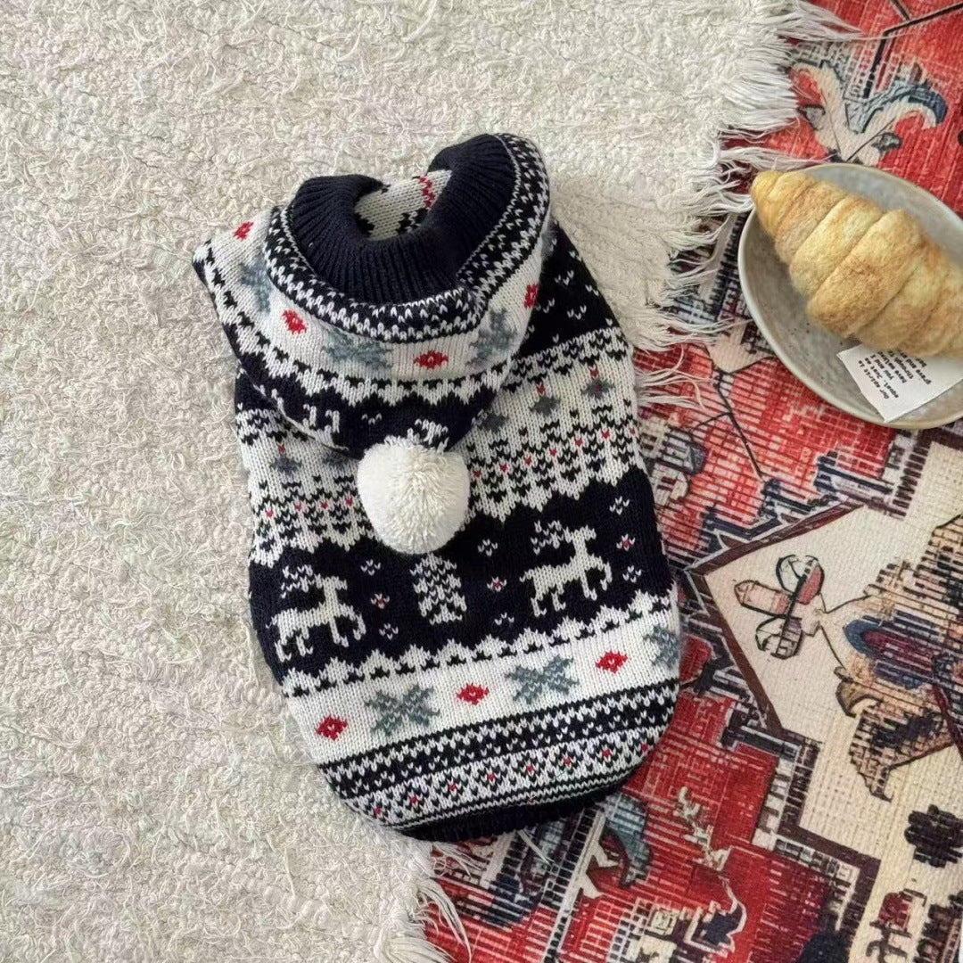 Christmas Elk Warm Knitted Dog Cat Hoodie