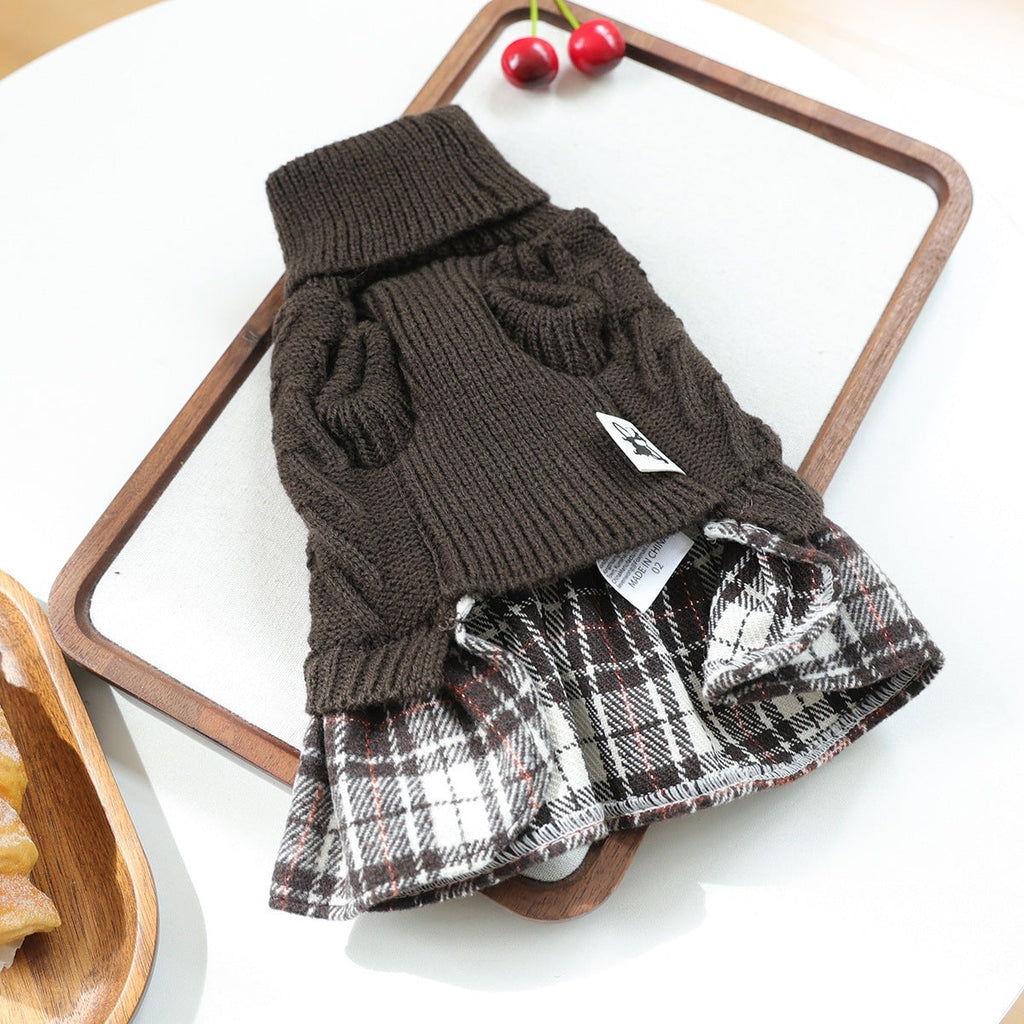 Christmas Bow Decor Dog Cat Knitted Dress