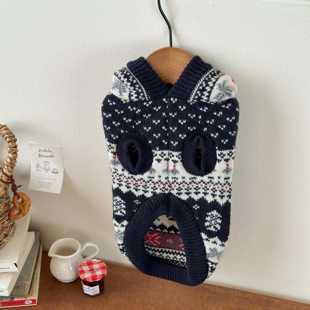 Christmas Elk Warm Knitted Dog Cat Hoodie