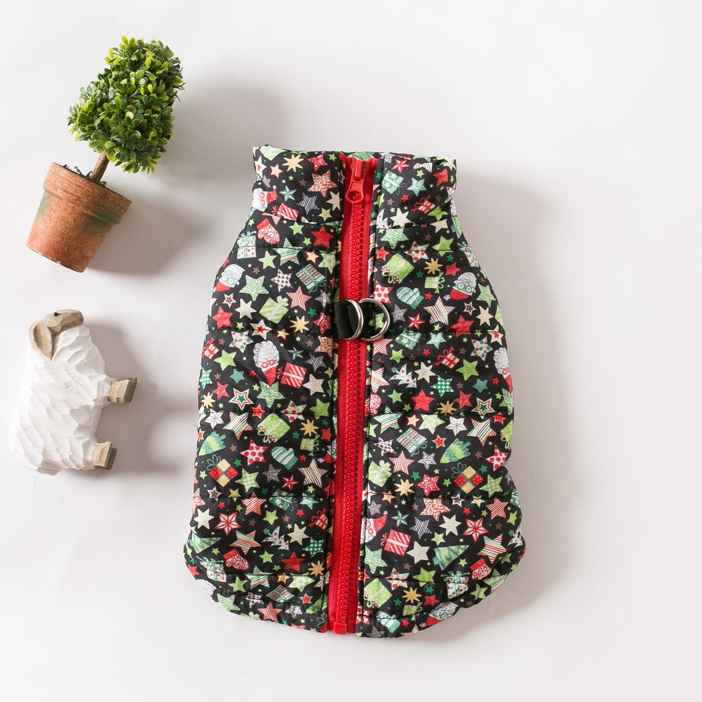 Christmas Star&Santa Printed Dog Jacket Vest