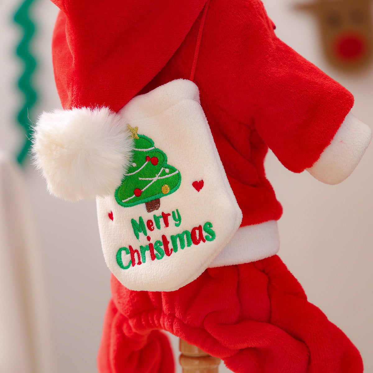 Christmas Santa Fleece Dog Cat Jumpsuits/Dress