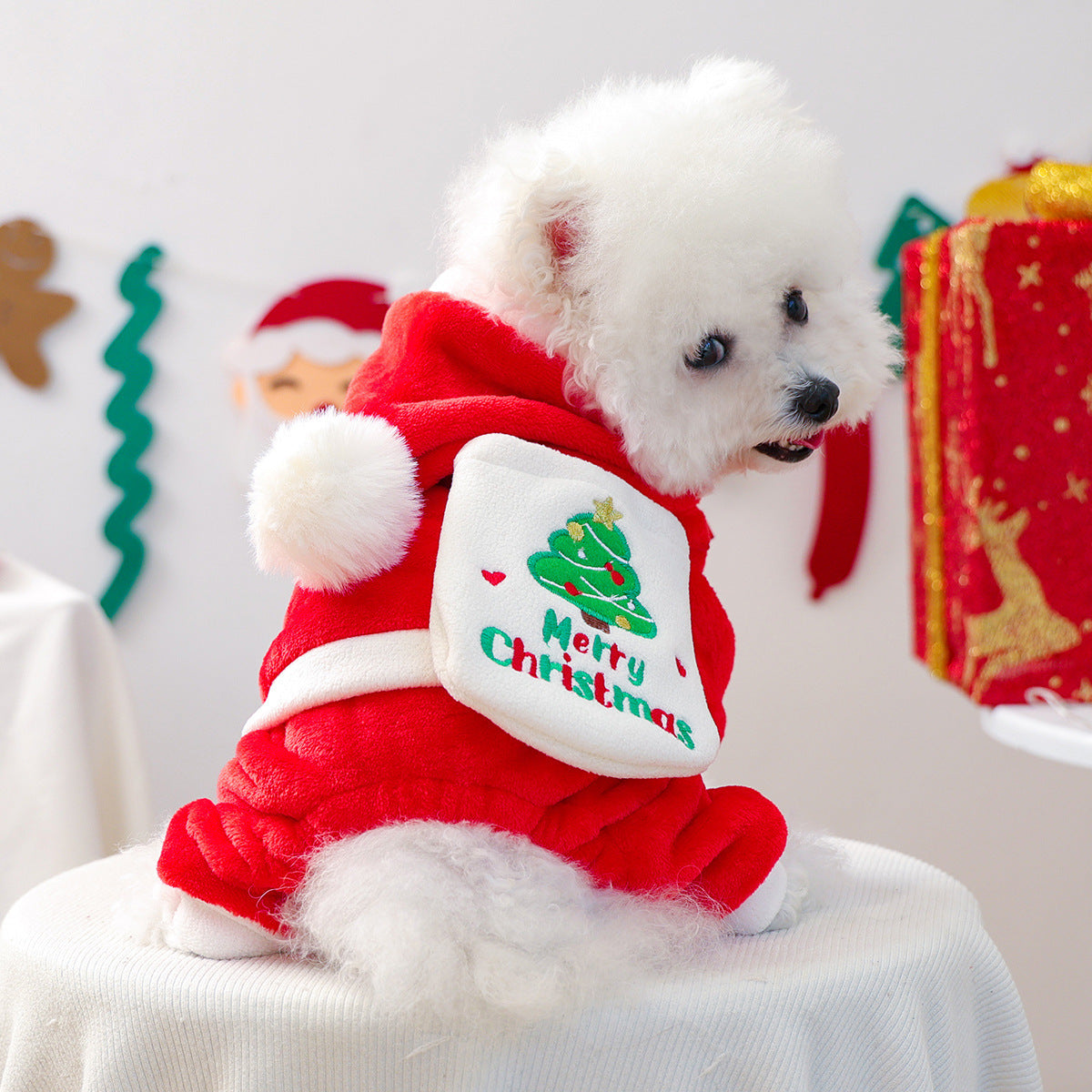 Christmas Santa Fleece Dog Cat Jumpsuits/Dress