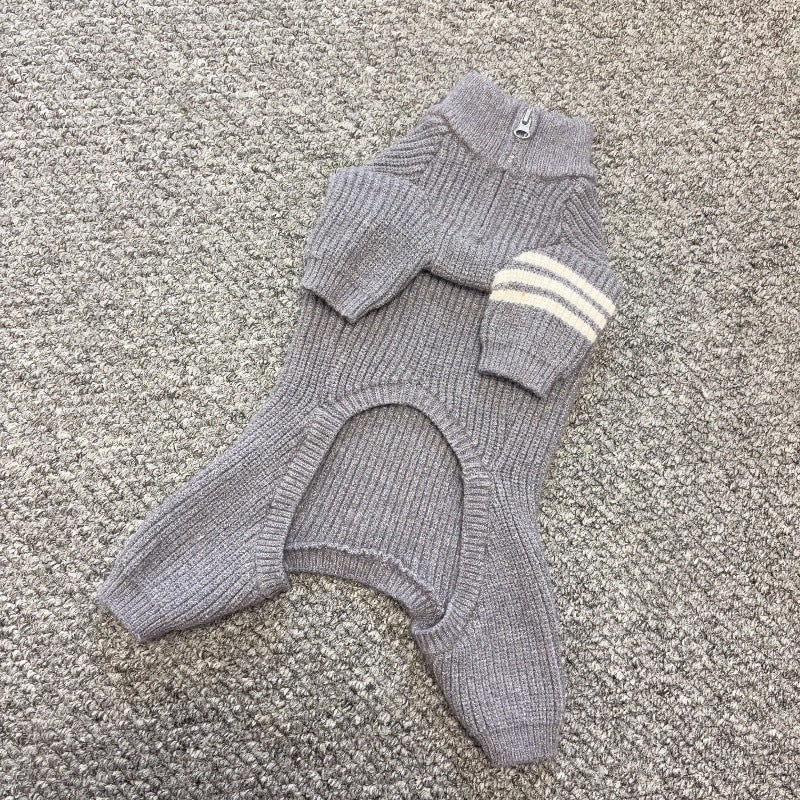 Warm Striped Knitted Dog Jumpsuits Cape