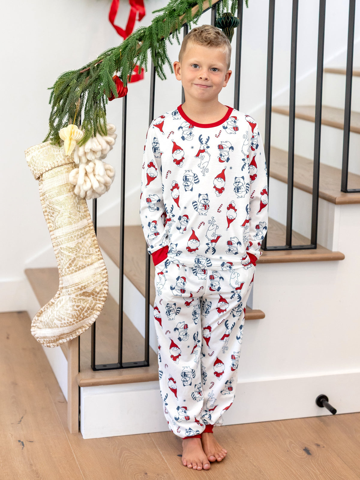 PatPat Family Matching Christmas Pajamas Gnome Print White