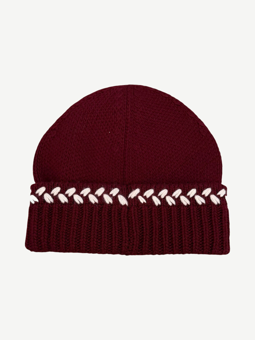 Chanel Maroon CC Embroidered Cashmere Beanie