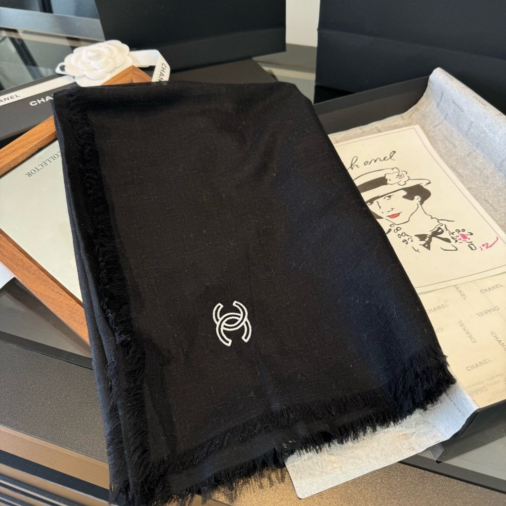 Chanel Fringe-Trim Cashmere Scarf